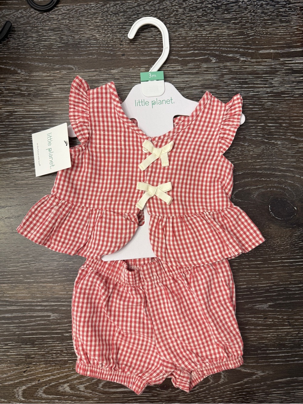 Red Gingham Baby Girls Two-Piece Set